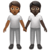 🧑🏾‍🤝‍🧑🏿 people holding hands: medium-dark skin tone, dark skin tone display on Apple